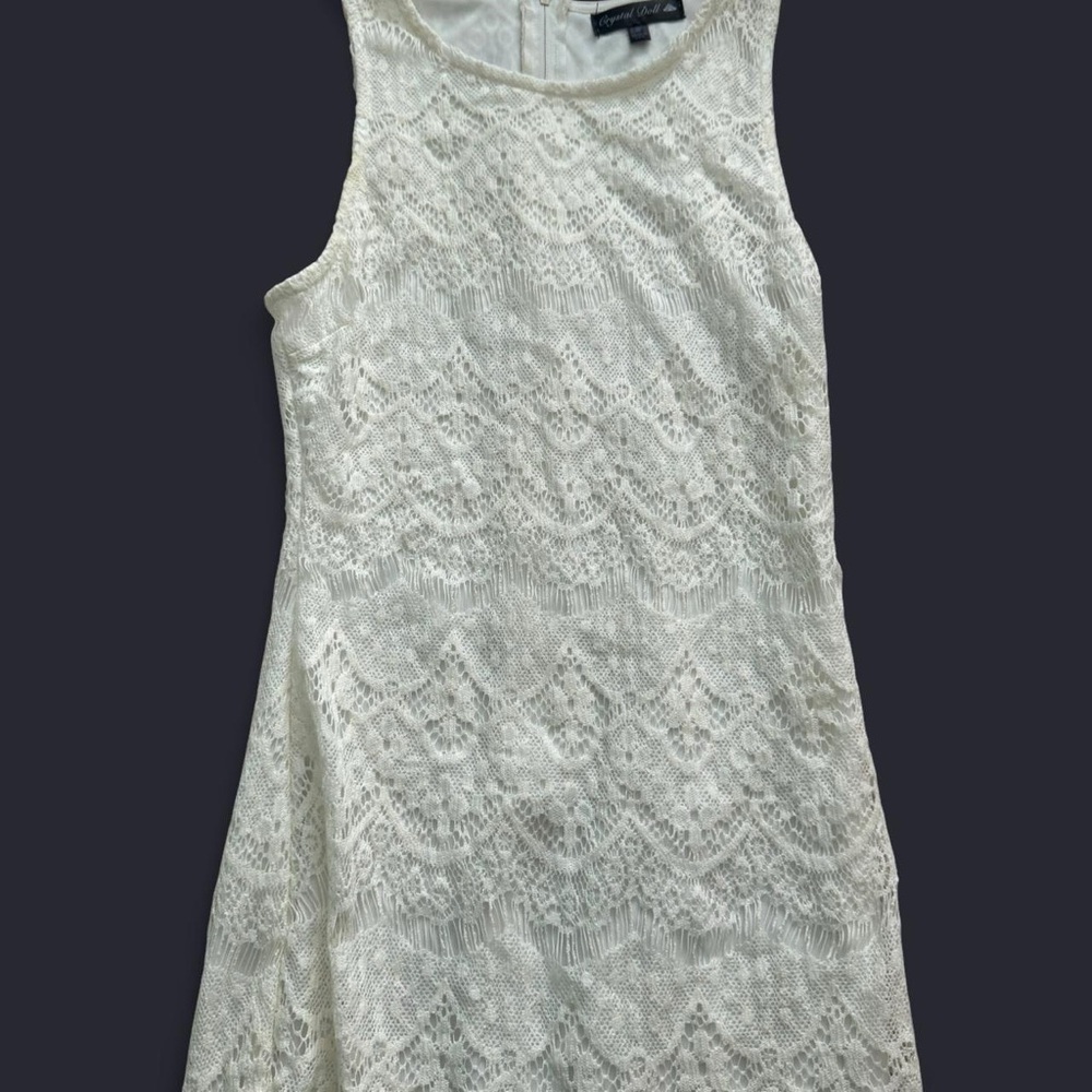 Crystal Doll Ivory Lace Mini Dress
